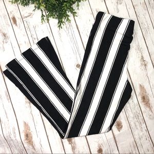 Topshop Striped Flare Pants High Waist Black White